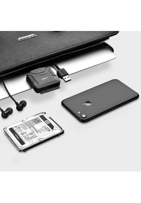 Перехідник USB 3.0 Type-A --> SATA III (F) + DC Adapter, CR108 UGREEN чорний