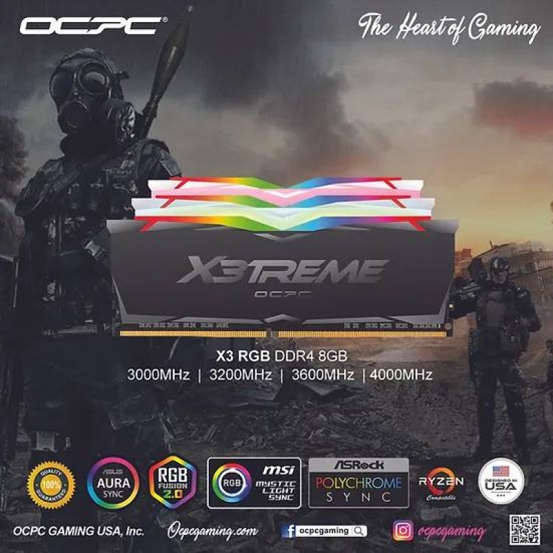 DDR4 16Gb 4000MHz (2*8Gb) OCPC X3 RGB Black Label, Kit