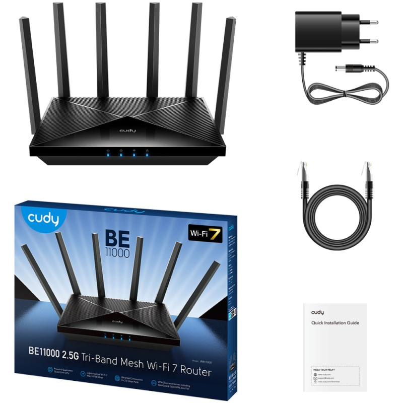 Маршрутизатор Cudy WR11000, BE11000 2.5G Tri-Band Wi-Fi 7 Mesh Router
