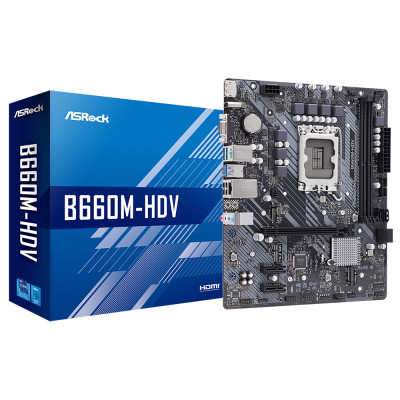 Материнська плата ASRock B660M-HDV (1700/B660, 2*DDR4, 1xPCIex16, 4xSATAІІІ, 2xM.2, GLan, 7.1ch, mATX)