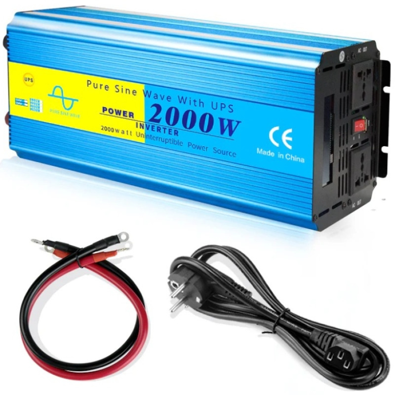 Інвертор Choetech з зарядкою, функція ДБЖ 12\220V 2000Вт, LiFePO₄/Li-ion/AGM/GEL, чиста синусоїда
