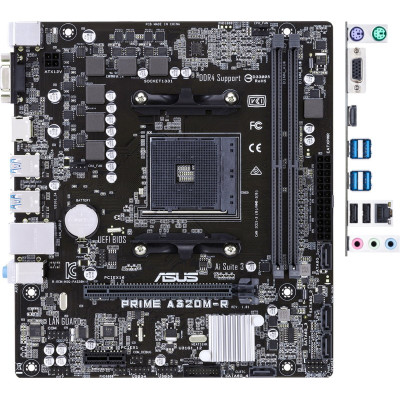 Asus PRIME A320M-R-SI (AM4,A320, 4*DDR4, PCI-Ex16, 4SATAIII, RAID, VGA/HDMI, Glan, 6ch, mATX)
