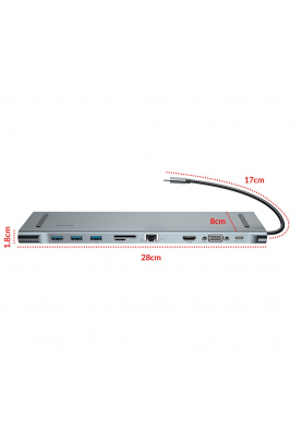 Док-станція Baseus Enjoyment Series Type-C Notebook Gray (PD/HDMI/VGA/RJ45/SD/USB*3/Adapter ) Сірий