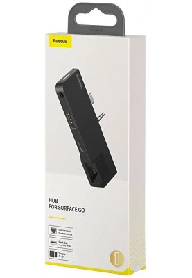 Док-станція USB3.1 Type-C+3.5mm --> USB 3.0/RJ45/Type-C/3.5mm Чорна Baseus for Surface Go