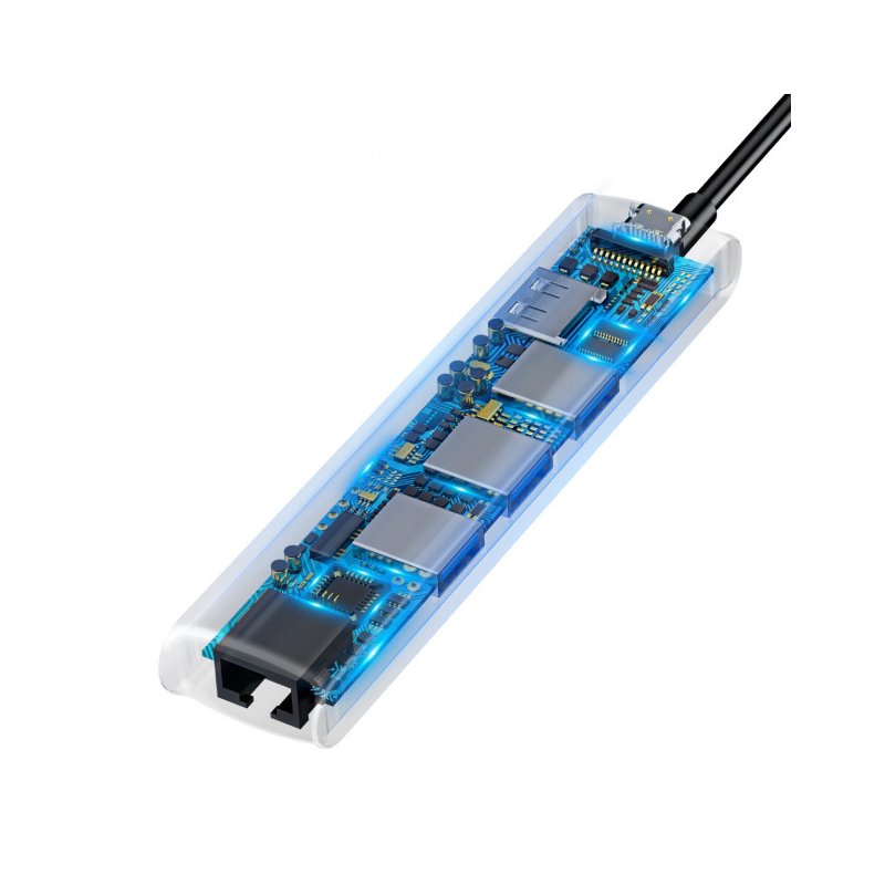 USB Hub Baseus mechanical eye 6 в 1 smart HUB docking station Сірий