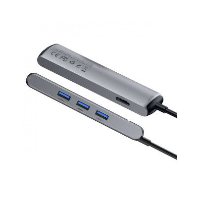 USB Hub Baseus mechanical eye 6 в 1 smart HUB docking station Сірий