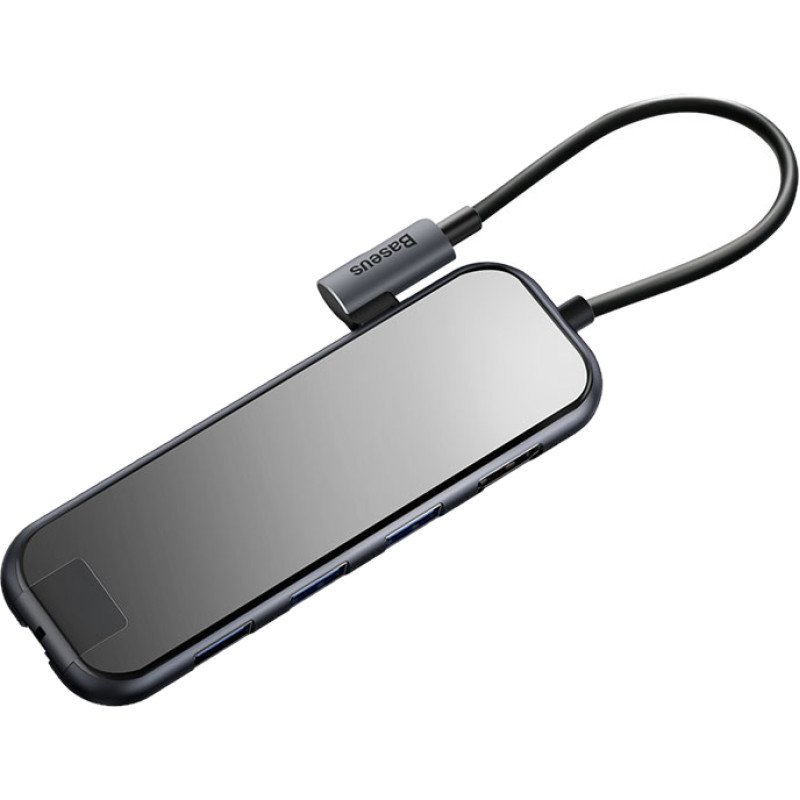 Док-станція USB3.1 Type-C --> HDMI/USB3.0x3//RJ45/PD Сіра Baseus