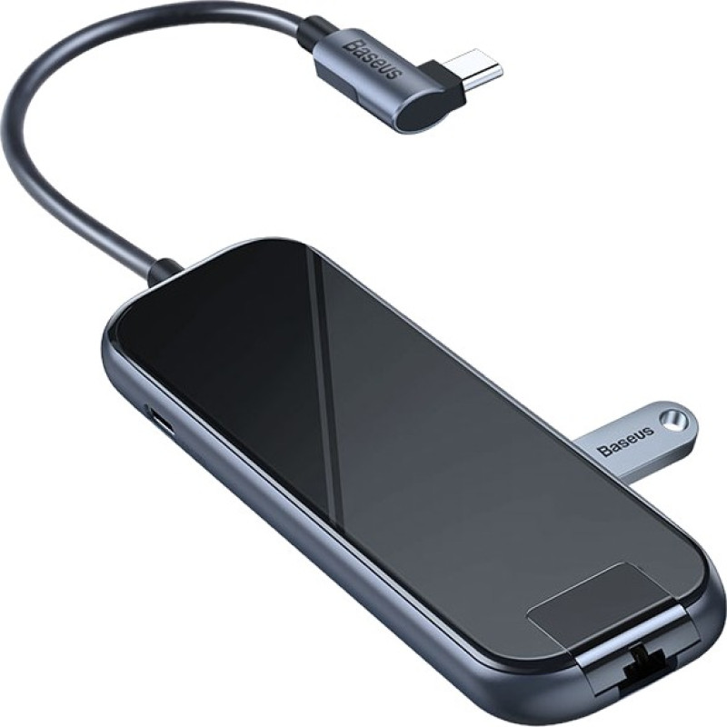 Док-станція USB3.1 Type-C --> HDMI/USB3.0x3//RJ45/PD Сіра Baseus