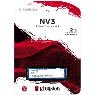 SSD 2TB Kingston NV3 M.2 2280 PCIe 4.0 x4 NVMe SSD 2TB Kingston NV3 M.2 2280 PCIe 4.0 x4 NVMe