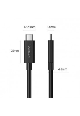 Кабель USB 4.0 THUNDERBOLT Type-C M-M, 0,8 м, (8K&40Gbps) Чорний, US501 Ugreen