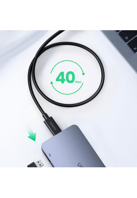 Кабель USB 4.0 Thunderbolt Type-C M-M, 0,8 м, (8K&40Gbps) Чорний, US501 Ugreen