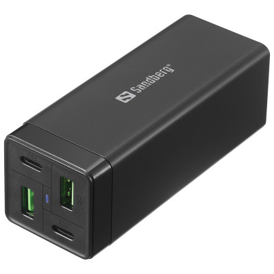 Зарядний пристрій 4xUSB 65W (2xUSB-C+2xUSB-A) Gan чорний Sandberg