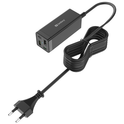 Зарядний пристрій 4xUSB 65W (2xUSB-C+2xUSB-A) Gan чорний Sandberg