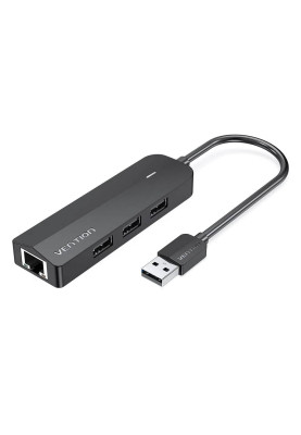 Хаб USB 2.0 -> 3хUSB 2.0 + RJ45 100M Ethernet Vention