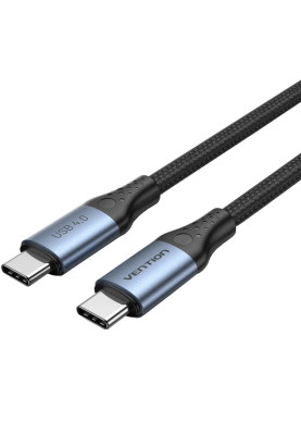 Кабель USB 4.0 Type-C M-M, 1.0 м 240W (50V/5A) 8K60Hz Thunderbolt 4 Gray Aluminum Alloy Vention