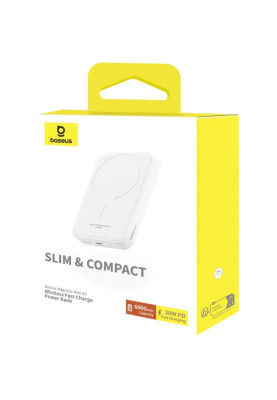 УМБ Baseus Magnetic Wireless Mini 6000mAh 20W, Type-C,PD,QC3.0 White