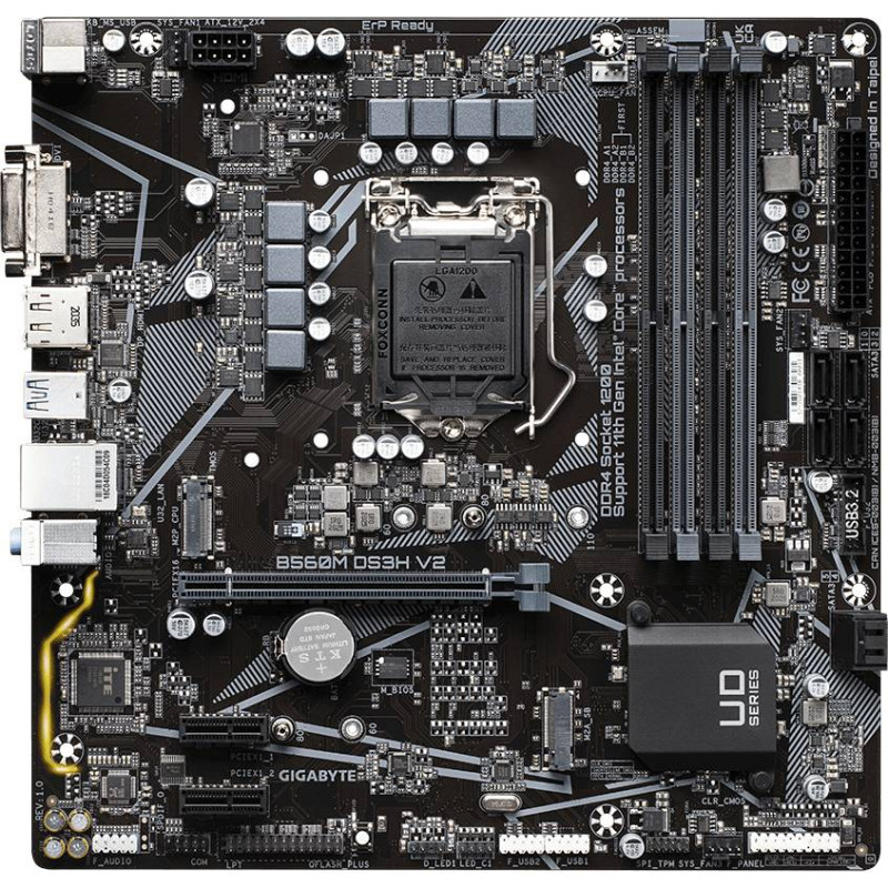 Материнська плата Gigabyte B560M DS3H V2 (1200/B560, 4*DDR4, PCIex16, 4xSATAІІІ, 2xM.2, GLan,7.1ch, mATX)