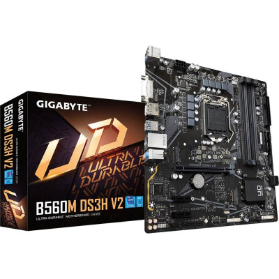 Материнська плата Gigabyte B560M DS3H V2 (1200/B560, 4*DDR4, PCIex16, 4xSATAІІІ, 2xM.2, GLan,7.1ch, mATX)