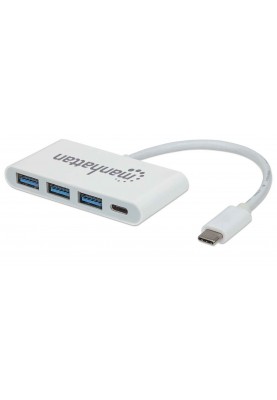 USB Hub Manhattan Type-C 4-port USB 3.0 + 3.1 PD пасивний, білий