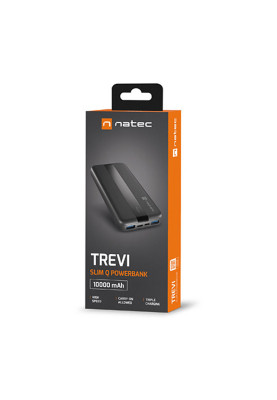 УМБ Natec 10000mah Trevi SlimQ 2xUSB QC 3.0 20W +PD Type-C18W чорна