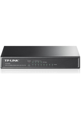 Комутатор TP-Link TL-SF1008P, 8-port 10/100M PoE Switch, 8 10/100M RJ45 ports including 4 PoE ports,