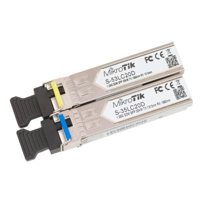 Інтерфейсний модуль SFP MikroTik S-35LC20D, 1.25G SM 20km T1310nm/R1550nm) +S-53LC20D (1.25G SM 20km