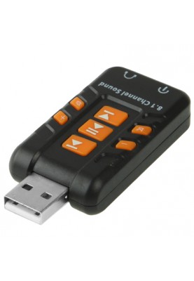 Звукова плата USB, Virtual 8.1 Channel чорний, RTL