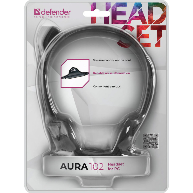 Гарнітура Defender Aura HN-102, 2х3,5мм, Black