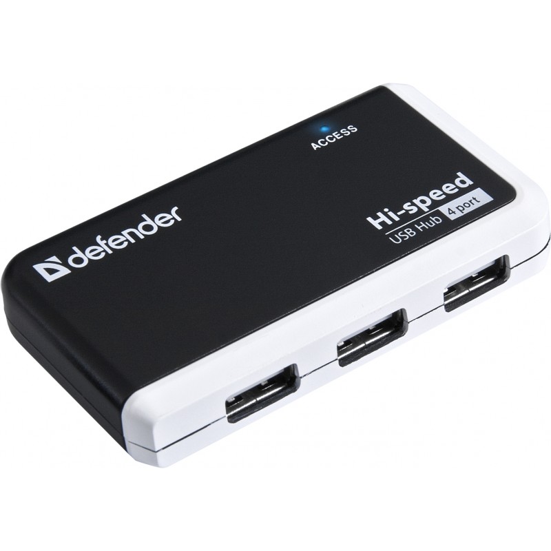 USB Hub Defender Quadro Infix 4-port USB2.0 пасивний, чорно-білий