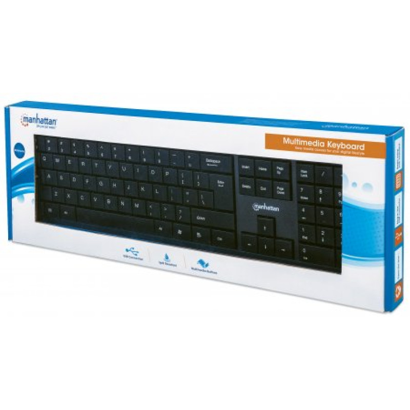 Клавіатура  Manhattan Multimedia, USB, чорна
