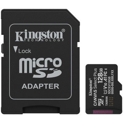 Memory card microSDXC 128Gb Kingston Canvas Select Plus Gen3 100R A1 C10, Retail + adapter