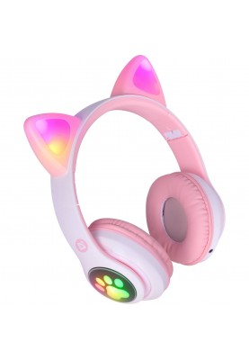 Навушники з мікрофоном Defender FreeMotion B585 Bluetooth, з вушками LED, рожеві