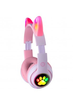 Навушники з мікрофоном Defender FreeMotion B585 Bluetooth, з вушками LED, рожеві