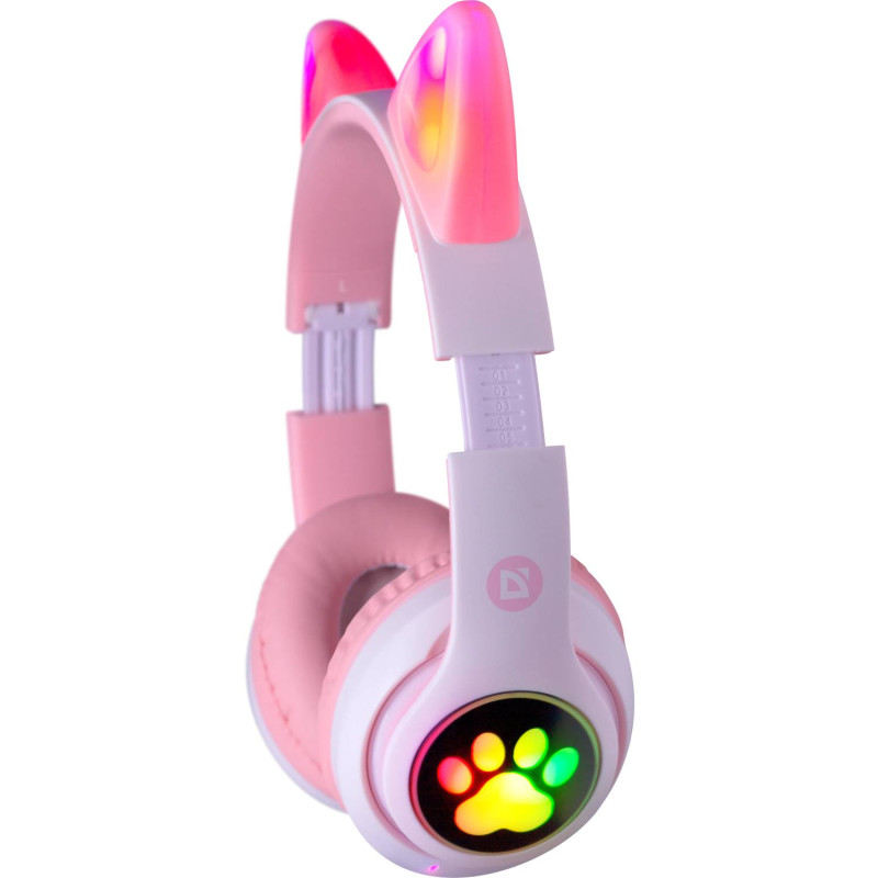 Навушники з мікрофоном Defender FreeMotion B585 Bluetooth, з вушками LED, рожеві