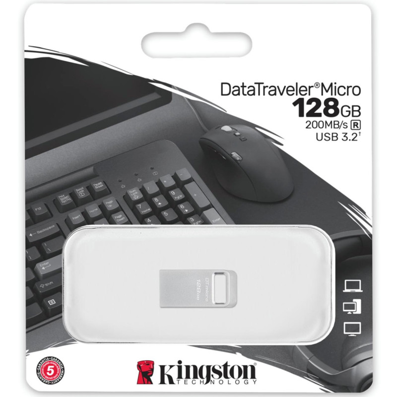 USB Flash Kingston 128GB USB 3.2 Gen 1 DataTraveler Micro, Metal, Retail