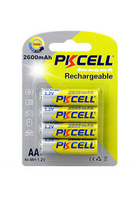 Акумулятор AA 2600mAh, 1.2V Ni-MH, RTU rechargeable battery, PKCELL, 4pcs/card