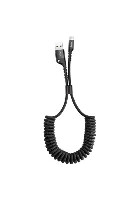 Кабель USB AM-Lightning M, 1 м, 2A, Спіральний-закручений Чорний, Fish eye Spring, CALSR Baseus