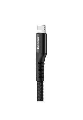 Кабель USB AM-Lightning M, 1 м, 2A, Спіральний-закручений Чорний, Fish eye Spring, CALSR Baseus