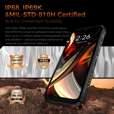 Смартфон Oukitel wp53 6.52"HD /8GB/128GB/ T615 /11000mAh /13+5Мп/ IP69K /NFC/Ліхтарик Black Смартфон Oukitel wp53 6.52"HD /8GB/128GB/ T615 /11000mAh /13+5Мп/ IP69K /NFC/Ліхтарик Black