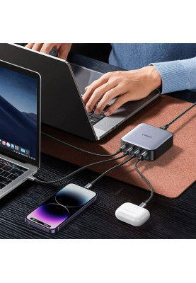Зарядний пристрій 4xUSB 100W (3хUSB-C+USB-A) Gan Nexode чорний CD328 Ugreen Desktop Fast Charger