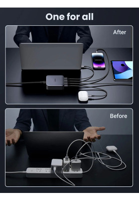 Зарядний пристрій 4xUSB 100W (3хUSB-C+USB-A) Gan Nexode чорний CD328 Ugreen Desktop Fast Charger