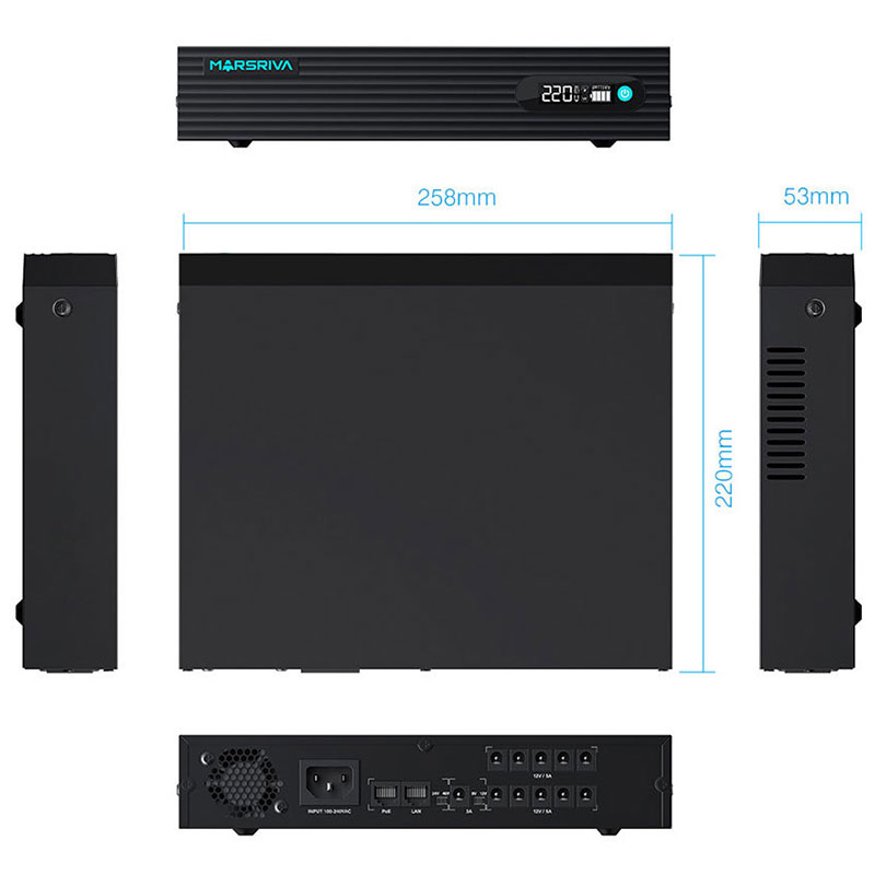 ДБЖ Marsriva DC UPS для роутерів KP7 10xDC+PoE OUT, 9V/12V 100W 24000mAh (76.8Wh) LiFePo4