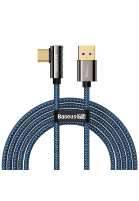 Кабель USB3.1 AM-Type-C M, 2 м, 66W, 90° Синій, Legend Series Elbow CATCS Baseus