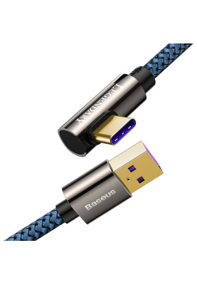 Кабель USB3.1 AM-Type-C M, 2 м, 66W, 90° Синій, Legend Series Elbow CATCS Baseus