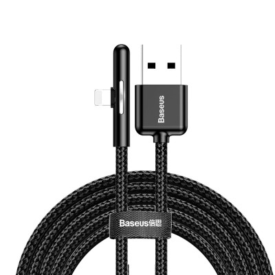 Кабель USB3.1 AM-Lightning M, 2 м, 1.5A, 90° з кольоровою індикацією Чорний, CAL7C Baseus