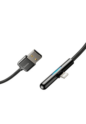 Кабель USB3.1 AM-Lightning M, 2 м, 1.5A, 90° з кольоровою індикацією Чорний, CAL7C Baseus