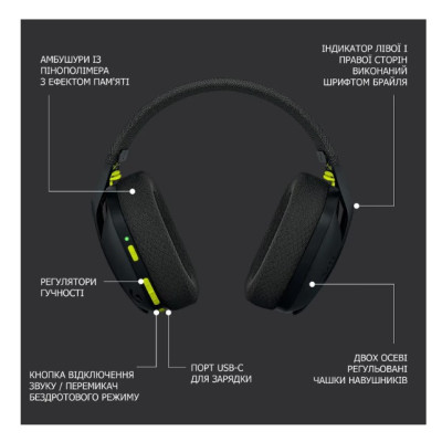 Навушники Logitech G435 LIGHTSPEED Black (L981-001050) Навушники Logitech G435 LIGHTSPEED Black (L981-001050)