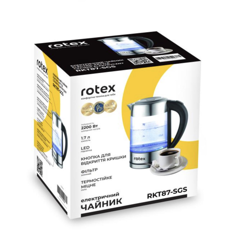 Чайник Rotex RKT87-SGS (скло, підсвітка)