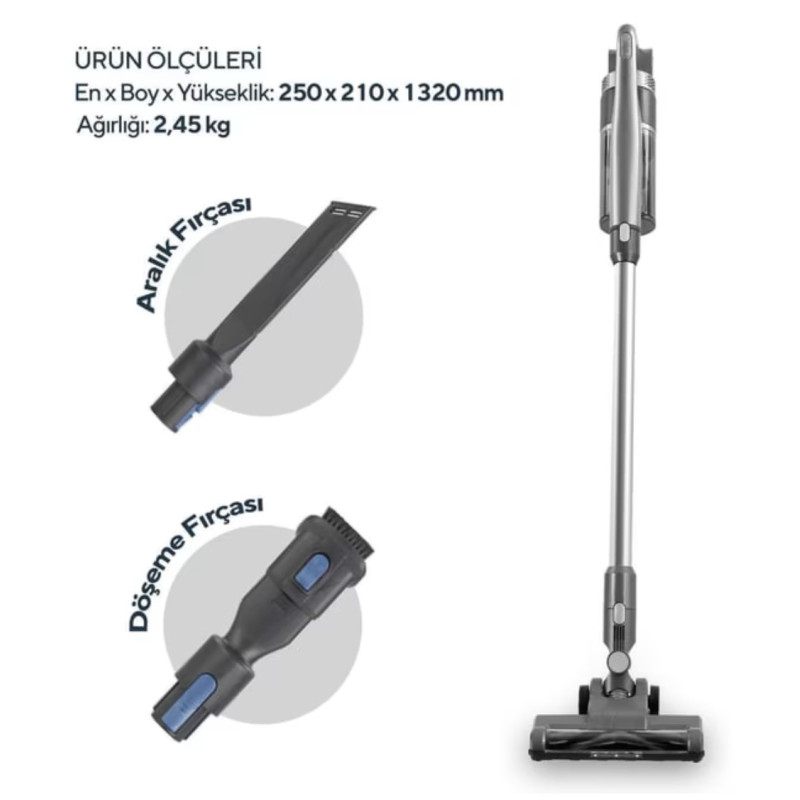 Порохотяг KUMTEL HVC-14 Inox&Black (стік ручний)