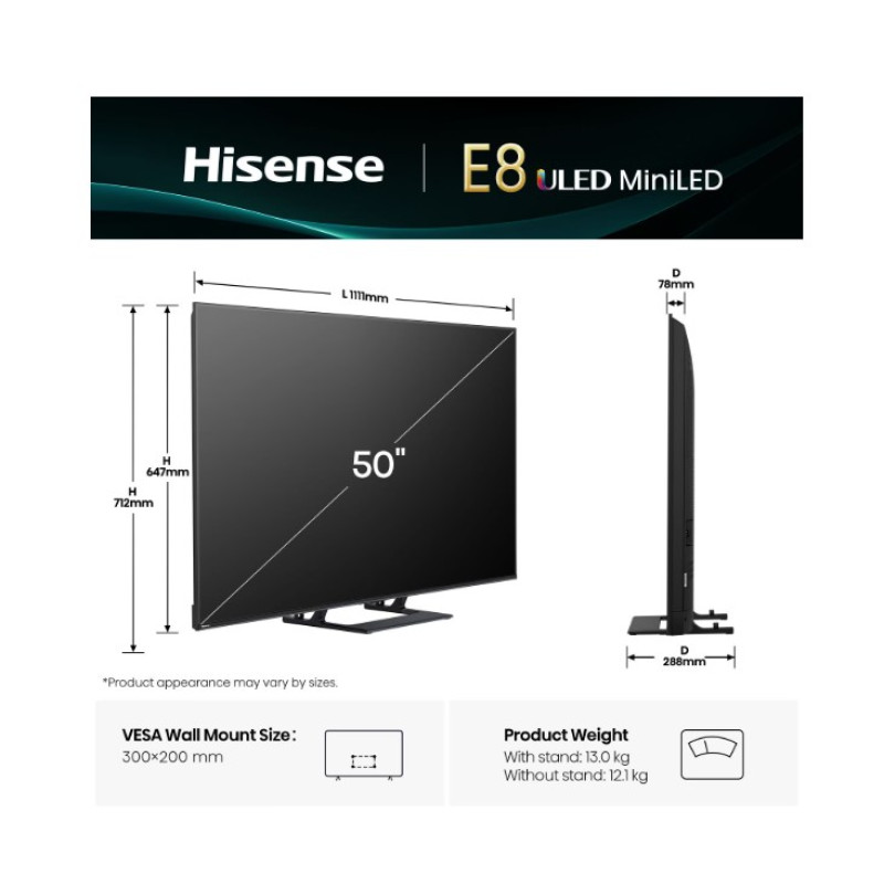 Телевізор HISENSE 50E8Q Smart TV